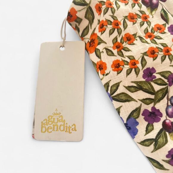 Agua Bendita Kosia Beaded Floral Cotton Crop Top – Vibrant Boho Y2K (M)🌸 - Picture 6 of 7